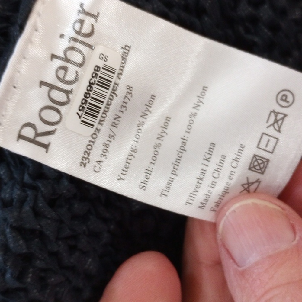 Rodebjer Anisah Blue Tape Yarn Oversize Open Weave Side Tie Sweater, Size XL - Picture 13 of 16